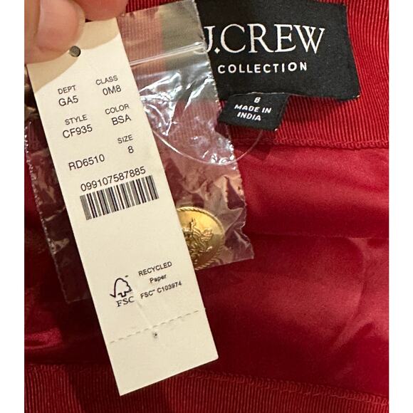 J.CREW Collection Wrap Skirt Berry Sangria Faux Patent Leather Size 8 NWT Lined - Picture 5 of 16